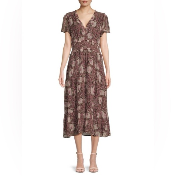Morris & Co PAIGE Holland Printed Silk Midi Dress - Picture 1 of 10